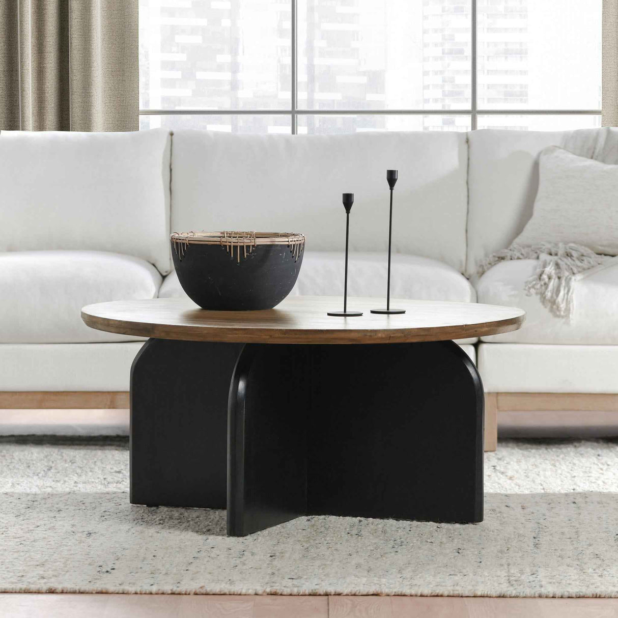 Penelope Natural Brown/Black Coffee Table by Classic Home at Eve Furniture