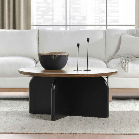 Penelope Natural Brown/Black Coffee Table by Classic Home at Eve Furniture