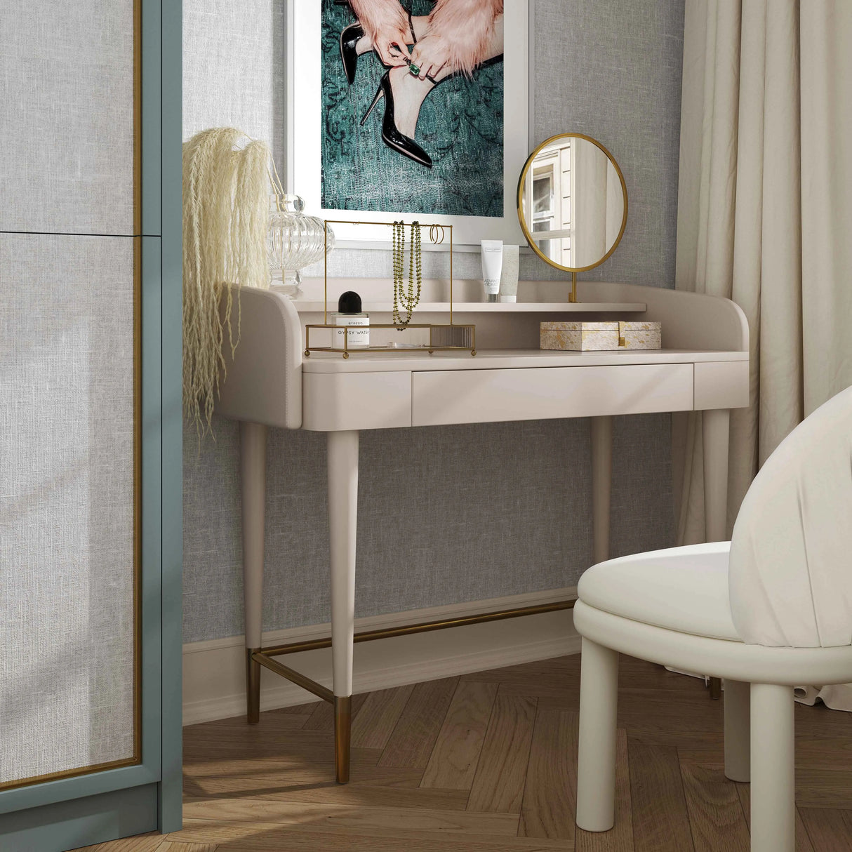 Penelope Performance Vegan Leather Wrapped Vanity Desk by TOV Furniture at Eve Furniture