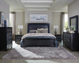 Penelope Black Upholstered Panel LED Bedroom Set