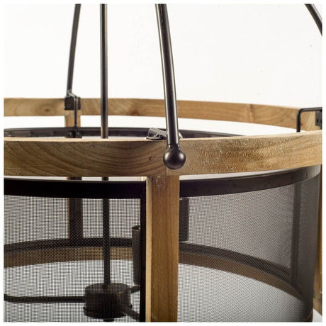 Penhill Black and Wooden Three Bulb Chandelier by Mercana at Eve Furniture