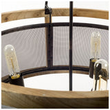 Penhill Black and Wooden Three Bulb Chandelier by Mercana at Eve Furniture