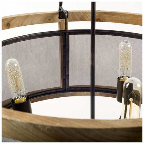 Penhill Black and Wooden Three Bulb Chandelier by Mercana at Eve Furniture