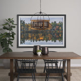 Penhill Black and Wooden Three Bulb Chandelier by Mercana at Eve Furniture