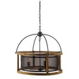 Penhill Black and Wooden Three Bulb Chandelier by Mercana at Eve Furniture