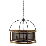 Penhill Black and Wooden Three Bulb Chandelier by Mercana at Eve Furniture