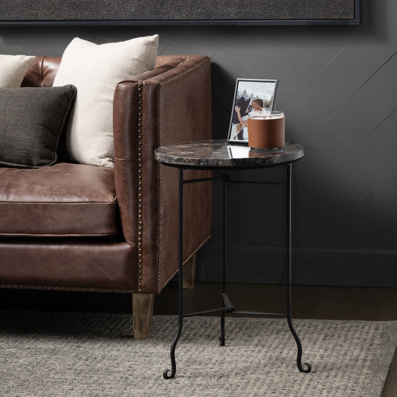 Pennington Black/Brown Petrified Wood Accent Table by Crestview at Eve Furniture