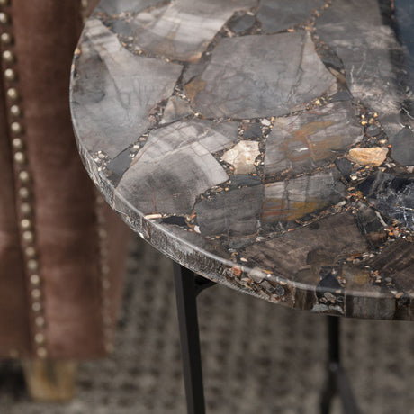 Pennington Black/Brown Petrified Wood Accent Table by Crestview at Eve Furniture