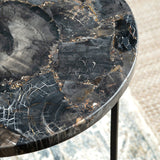 Pennington Black/Brown Petrified Wood Accent Table by Crestview at Eve Furniture