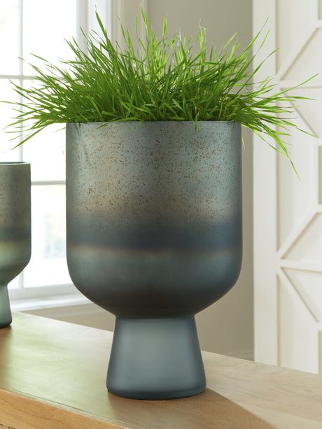 Pennmore Antique Blue Vase by Ashley at Eve Furniture