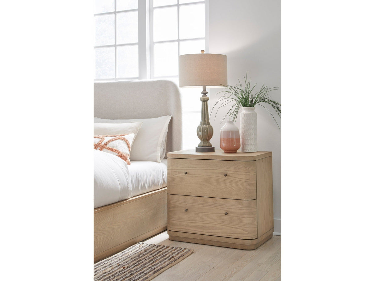 Penny Buff Cream Two Drawer White Ash Nightstand by Modus Furniture at Eve Furniture