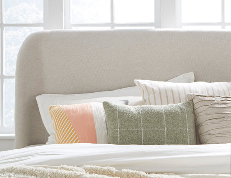 Penny Full Upholstered Platform Bed in Buff Cream Ash and Oatmeal Linen by Modus Furniture at Eve Furniture