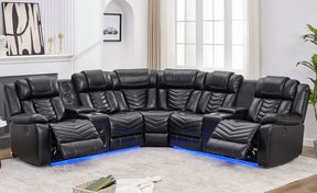 Peonia Black Reclining Sectional by Happy Homes at Eve Furniture