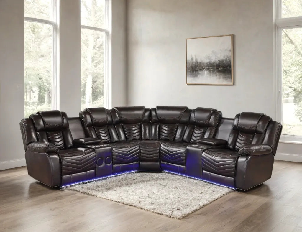 Peonia Brown Reclining Sectional by Happy Homes at Eve Furniture