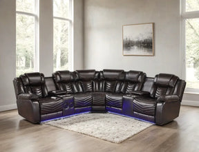 Peonia Brown Reclining Sectional by Happy Homes at Eve Furniture