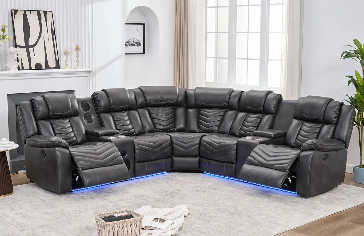 Peonia Gray Reclining Sectional by Happy Homes at Eve Furniture