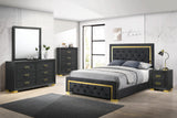 Pepe Black and Gold King Panel Upholstered Bed by Crown Mark at Eve Furniture
