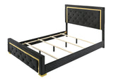 Pepe Black and Gold King Panel Upholstered Bed by Crown Mark at Eve Furniture
