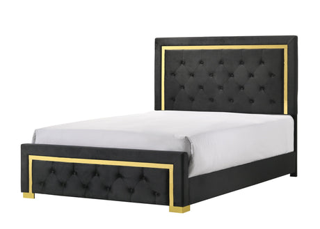 Pepe Black and Gold Panel Upholstered Bedroom Set by Crown Mark at Eve Furniture