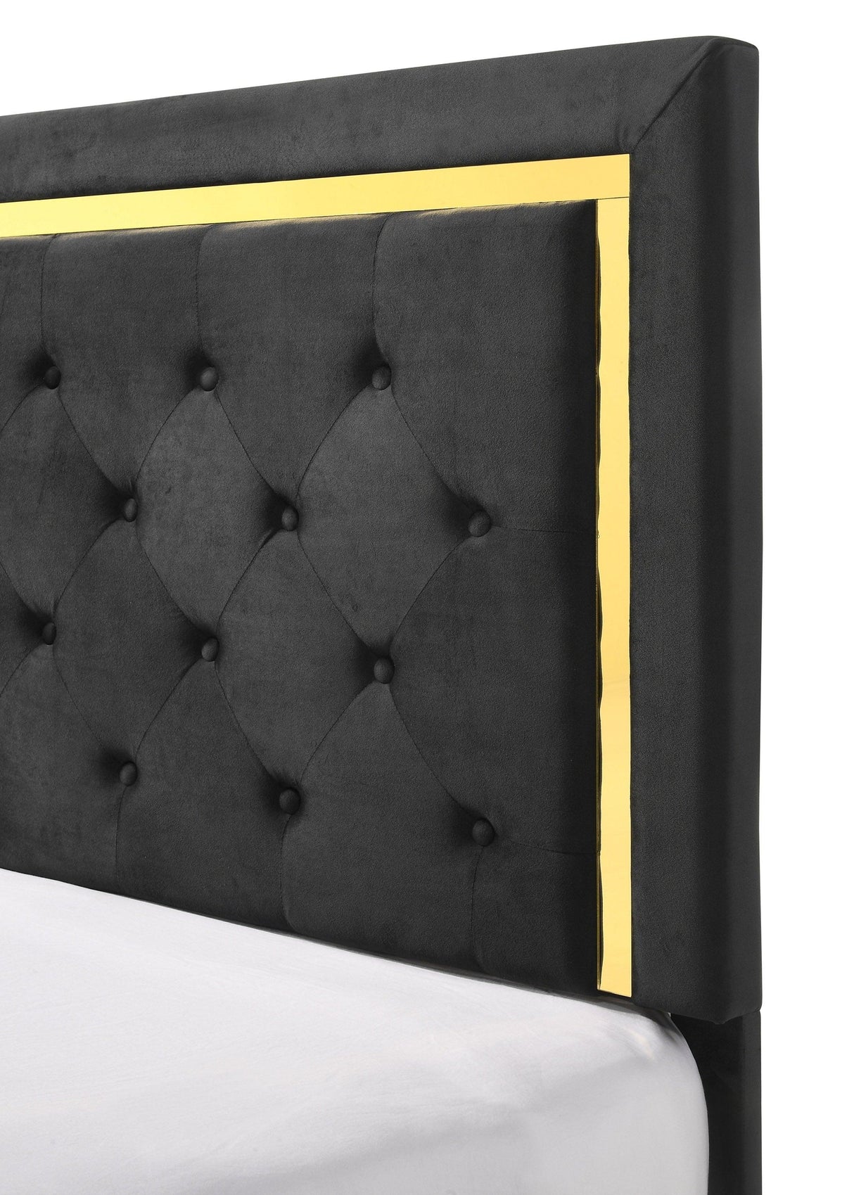 Pepe Black and Gold Panel Upholstered Bedroom Set by Crown Mark at Eve Furniture