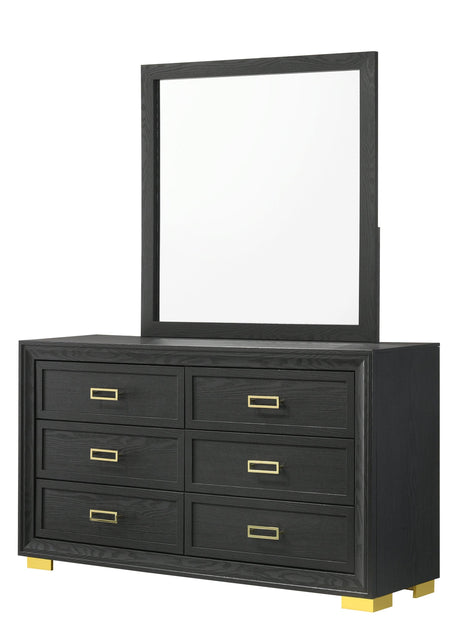 Pepe Black and Gold Panel Upholstered Bedroom Set by Crown Mark at Eve Furniture