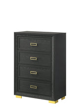 Pepe Black and Gold Panel Upholstered Bedroom Set by Crown Mark at Eve Furniture
