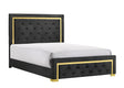 Pepe Black and Gold Queen Panel Upholstered Bed by Crown Mark at Eve Furniture