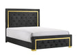 Pepe Black and Gold Queen Panel Upholstered Bed by Crown Mark at Eve Furniture