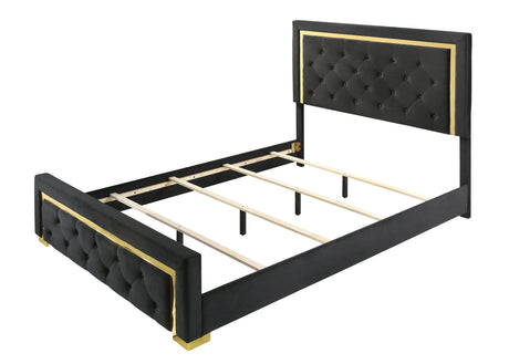 Pepe Black and Gold Panel Upholstered Bedroom Set by Crown Mark at Eve Furniture