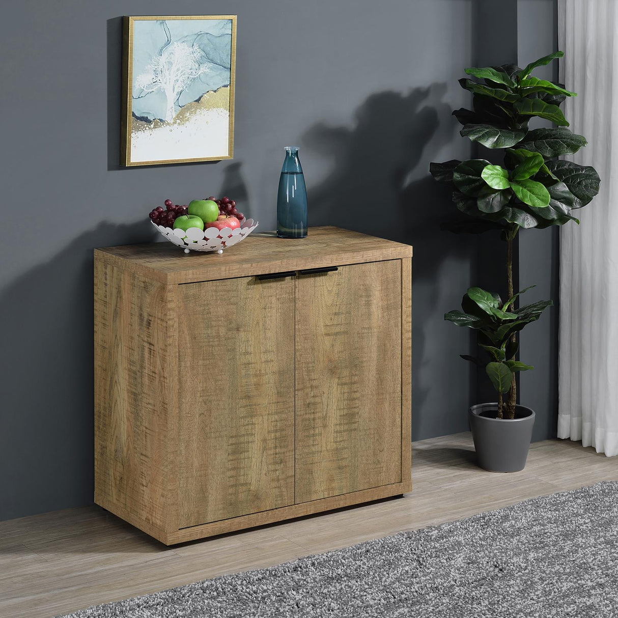 Pepita Mango Brown 2-Door Engineered Wood Accent Cabinet with Adjustable Shelves