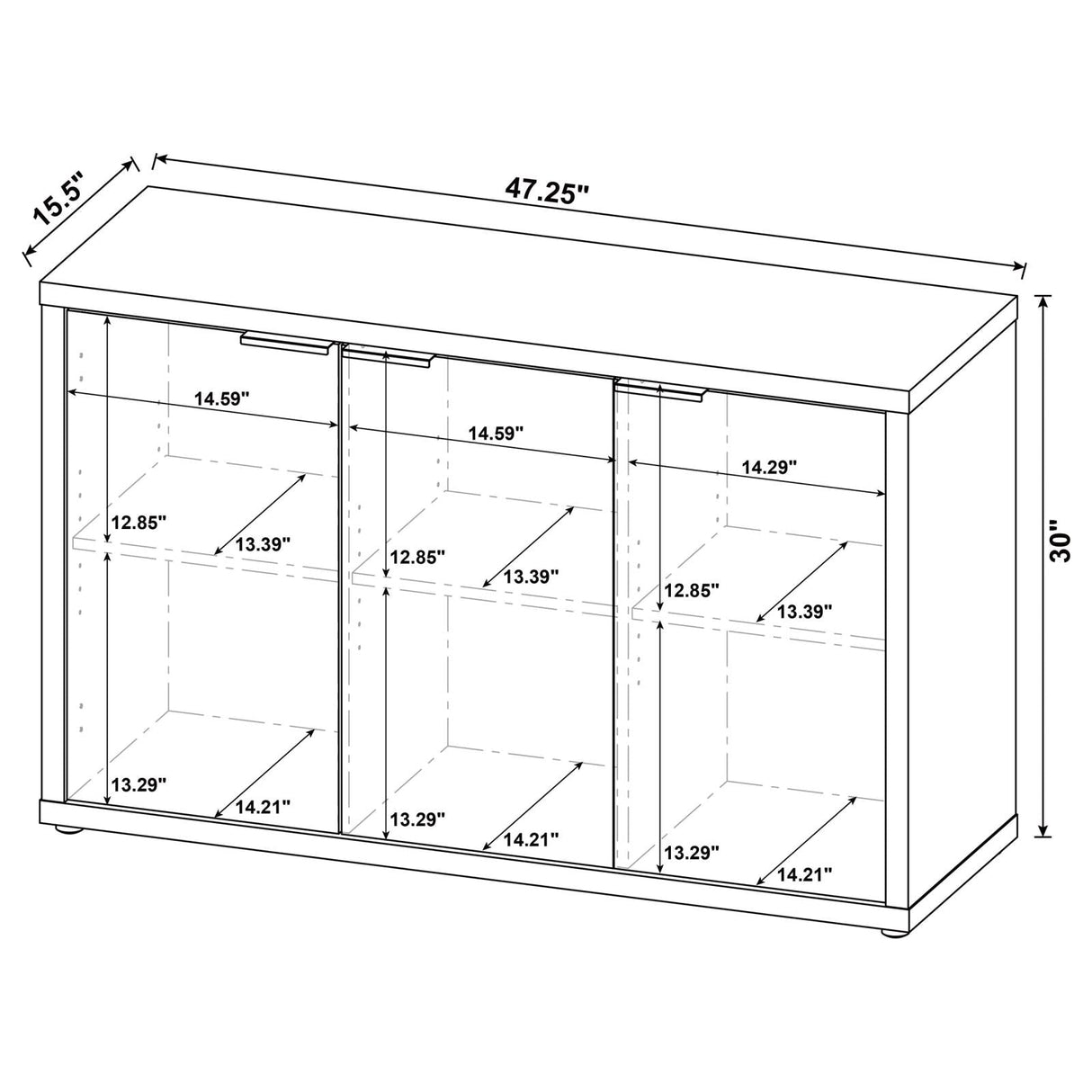 Pepita Mango Brown 3-Door Engineered Wood Accent Cabinet with Adjustable Shelves