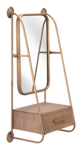 Peralta Brass & Brown Mirror Shelf by Zuomod at Eve Furniture