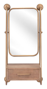 Peralta Brass & Brown Mirror Shelf by Zuomod at Eve Furniture