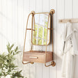 Peralta Brass & Brown Mirror Shelf by Zuomod at Eve Furniture