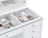 Percy White 7-Drawer Glass Top Vanity Desk with Lighting by Coaster at Eve Furniture