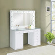 Percy White 7-Drawer Glass Top Vanity Desk with Lighting by Coaster at Eve Furniture
