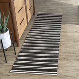 Performance Palma Charcoal/Ivory Stripe Rug by Classic Home at Eve Furniture