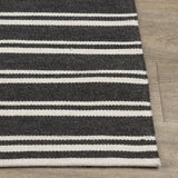 Performance Palma Charcoal/Ivory Stripe Rug by Classic Home at Eve Furniture