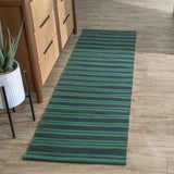 Performance Palma Deep Blue/Green Stripe Rug by Classic Home at Eve Furniture