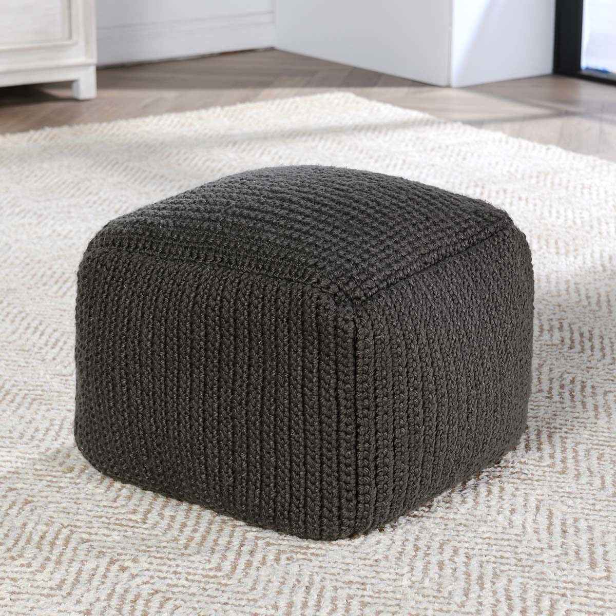 Performance Prism Dark Gray Pouf by Classic Home at Eve Furniture