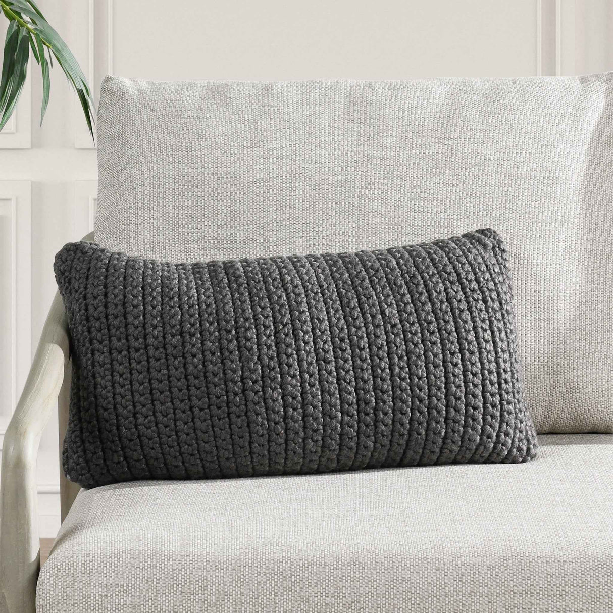 Performance Prism Dark Gray Throw Pillow (Set of 2) by Classic Home at Eve Furniture