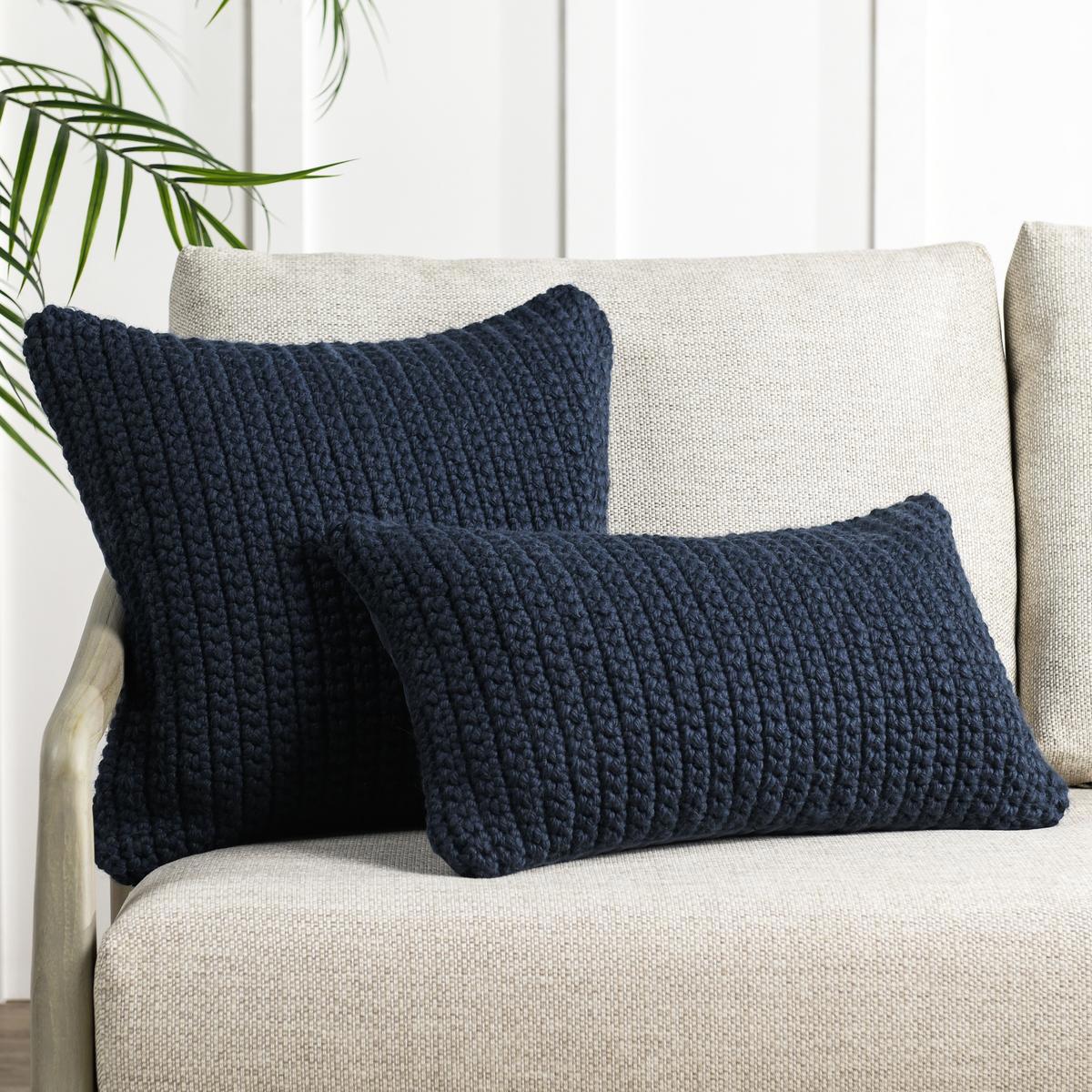 Performance Prism Navy Blue Multiple Sizes Throw Pillow (Set of 2) by Classic Home at Eve Furniture