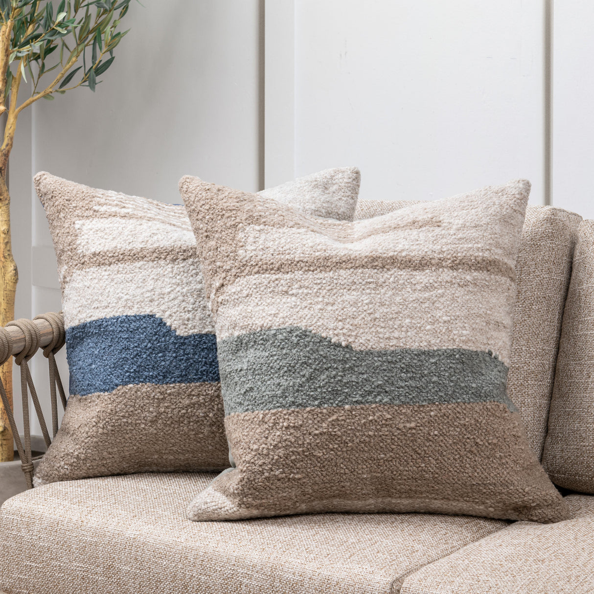 Performance Sita Dry Sage/ Natural 22x22 Throw Pillow (Set of 2) by Classic Home at Eve Furniture