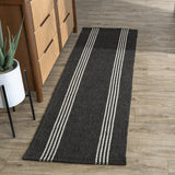 Performance Sorrento Charcoal/Ivory Stripe Rug by Classic Home at Eve Furniture