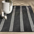 Performance Sorrento Charcoal/Ivory Stripe Rug by Classic Home at Eve Furniture