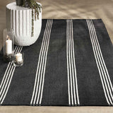 Performance Sorrento Charcoal/Ivory Stripe Rug by Classic Home at Eve Furniture