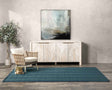 Performance Sorrento Deep Blue/Green Stripe Rug by Classic Home at Eve Furniture