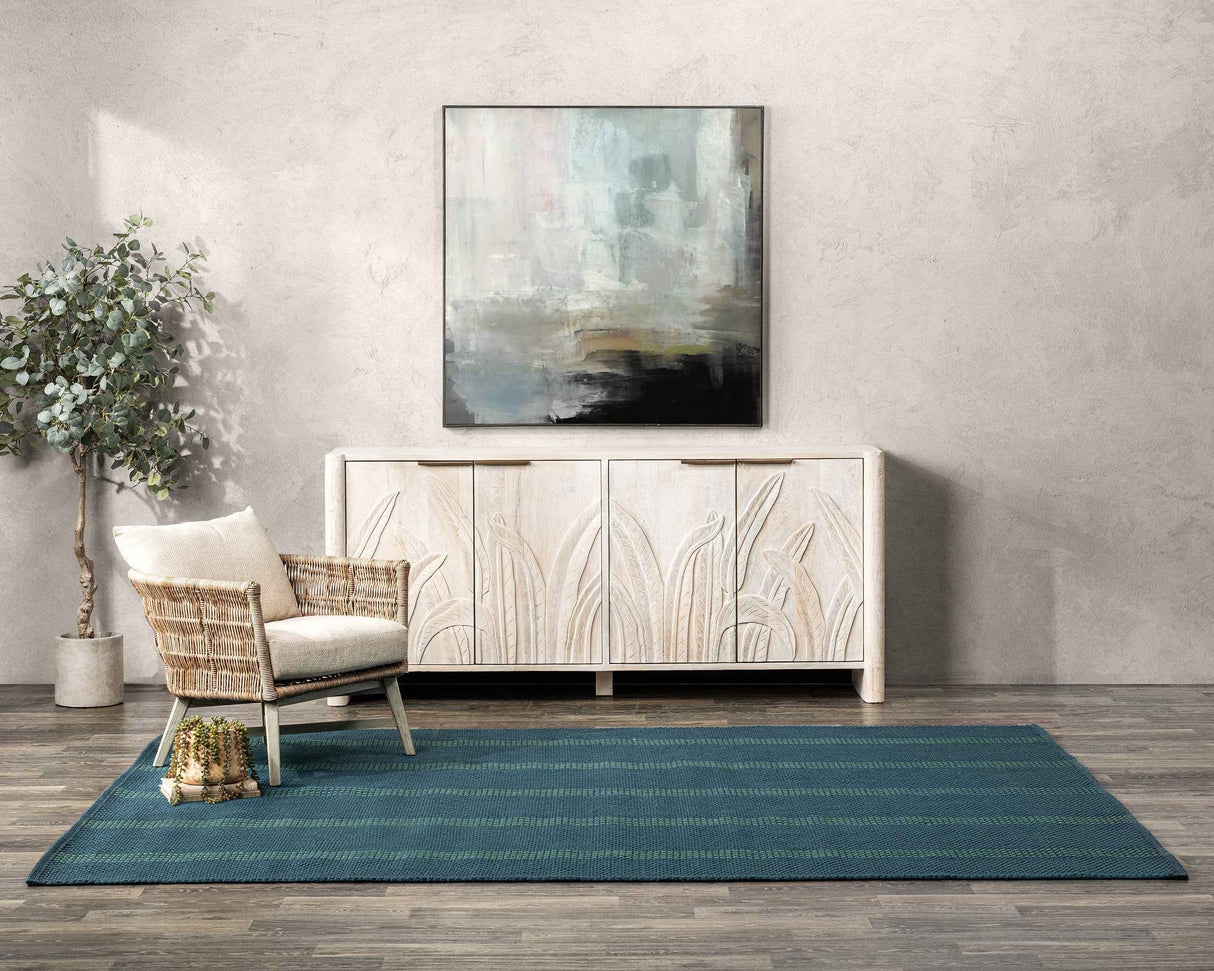 Performance Sorrento Deep Blue/Green Stripe Rug by Classic Home at Eve Furniture