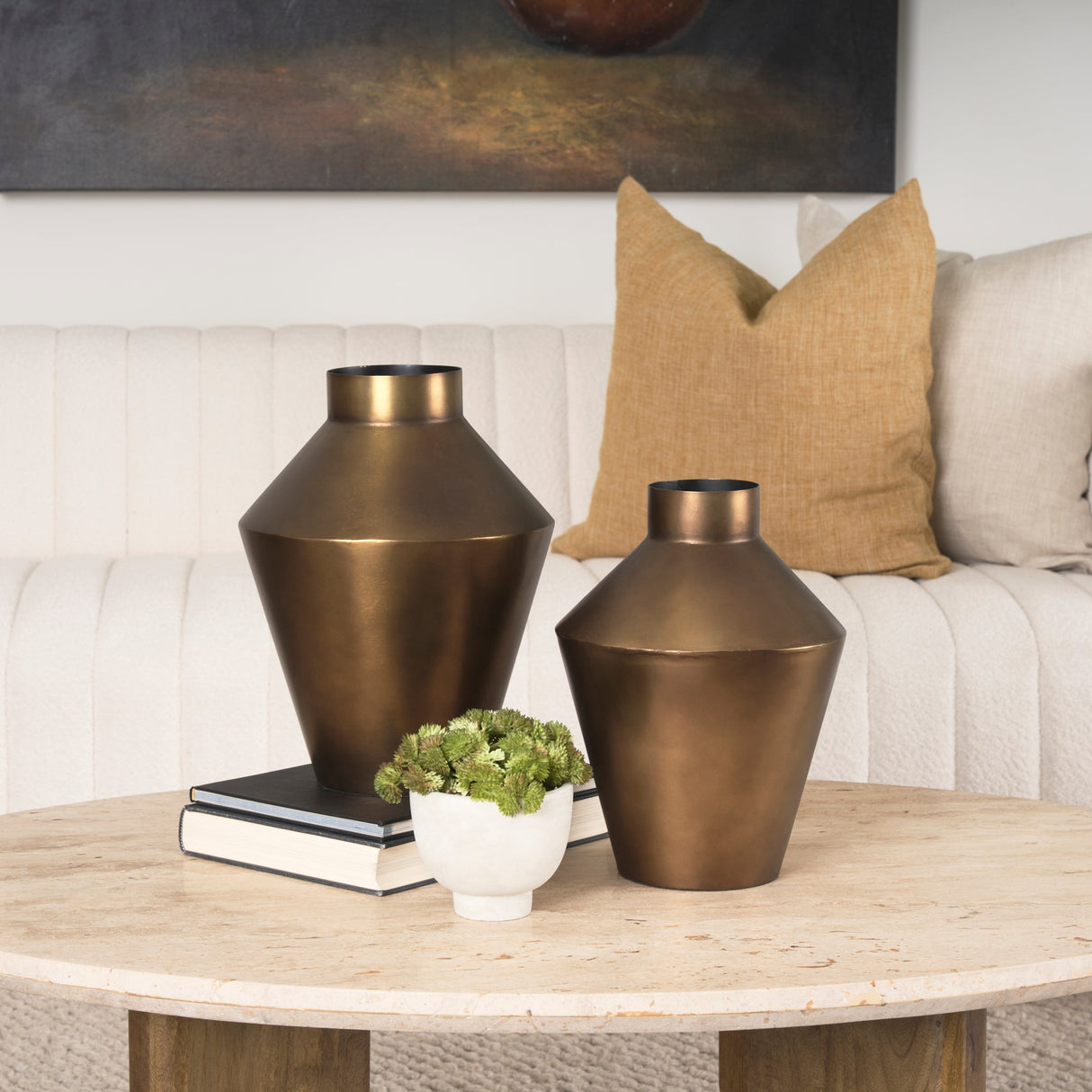 Perrin Large Brushed Gold Metal Decorative Vase by Mercana at Eve Furniture