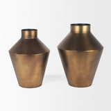 Perrin Large Brushed Gold Metal Decorative Vase by Mercana at Eve Furniture